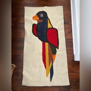 Nicaragua woven wool wall hanging parrot rug tapestry handmade folk art Mexican